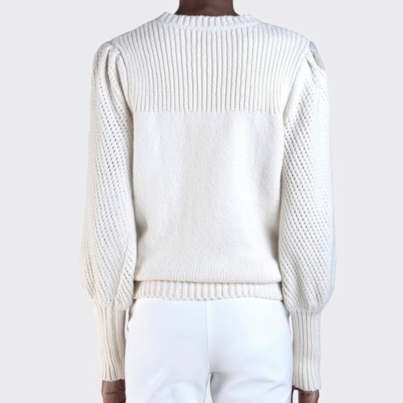 DEREK LAM 10 CROSBY Ella Puff Sleeve Sweater Ivory Cotton XS - Picture 7 of 7